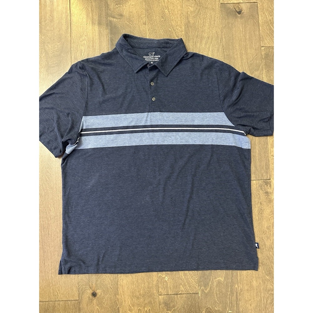 Vineyard Vines Men's‎ X LARGE Performance Polo Shirt Blue Striped XL Golf